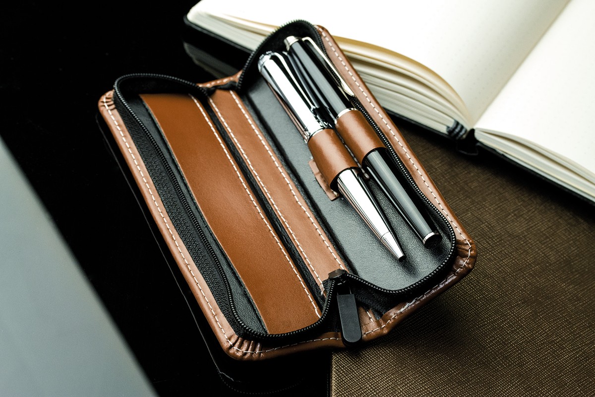 RV-Schreibgeräteetui DUO - CAMBRIDGE Top Grain Leder - hellbraun